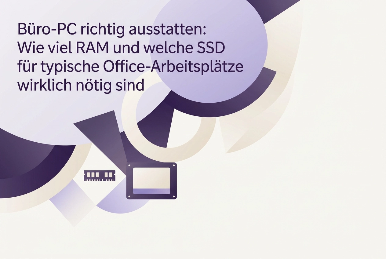 Professional header image for comparison analysis: Büro-PC richtig ausstatten: Wie viel RAM und welche SSD f...
