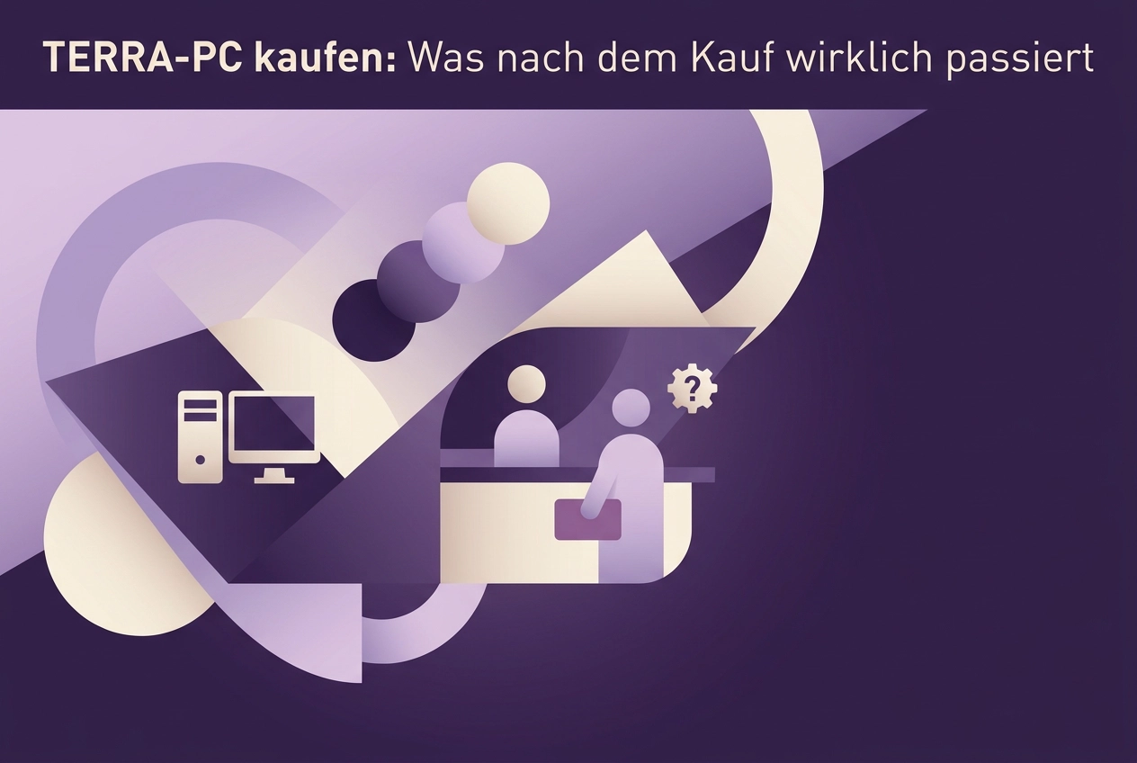 Professional header image for comparison analysis: TERRA-PC kaufen: Was nach dem Kauf wirklich passiert